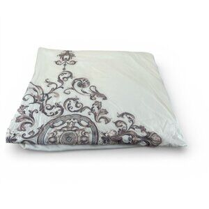 vtg fine silk crest embroidered rose‎ gray/white premium cotton duvet 80x100''